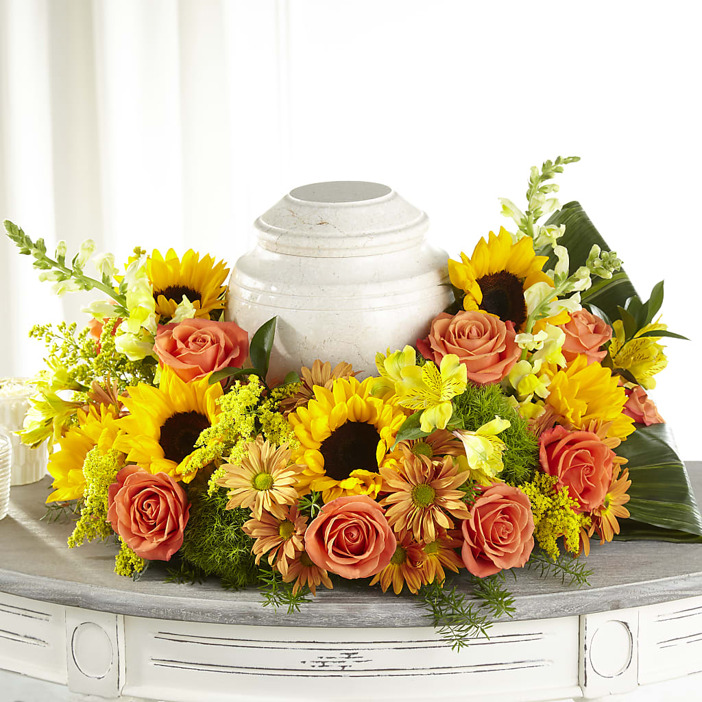 Faithful Sunflower Cremation Adornment – Enid Floral And Gifts, Enid OK